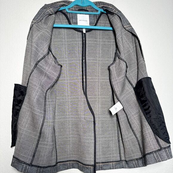 Anthropologie Avec Les Filles Longline Plaid Black Blazer Size PL - Picture 6 of 13